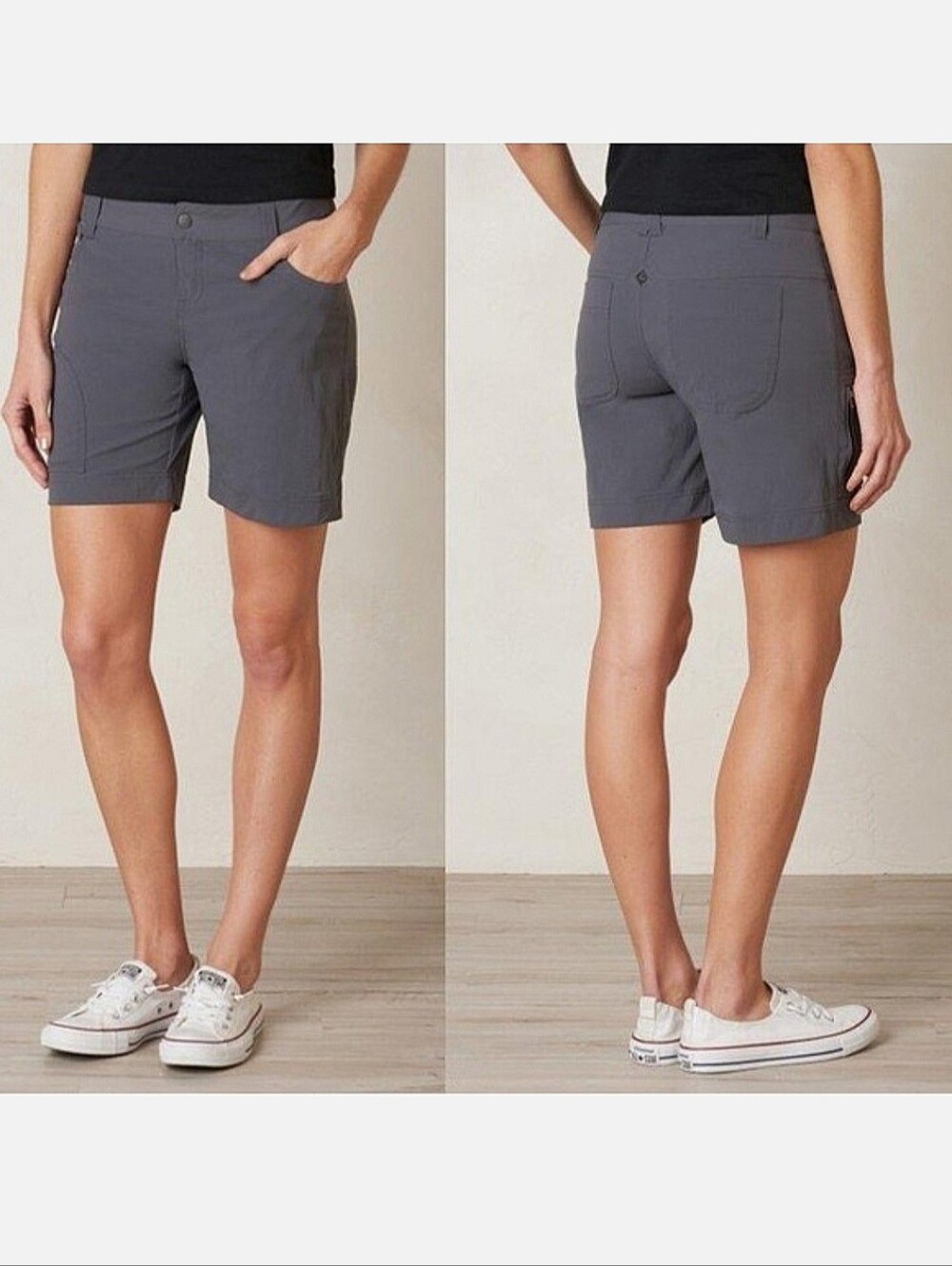 prAna "Hazel" Hiking Short Coal Gray Mid Rise | Women's Size 14